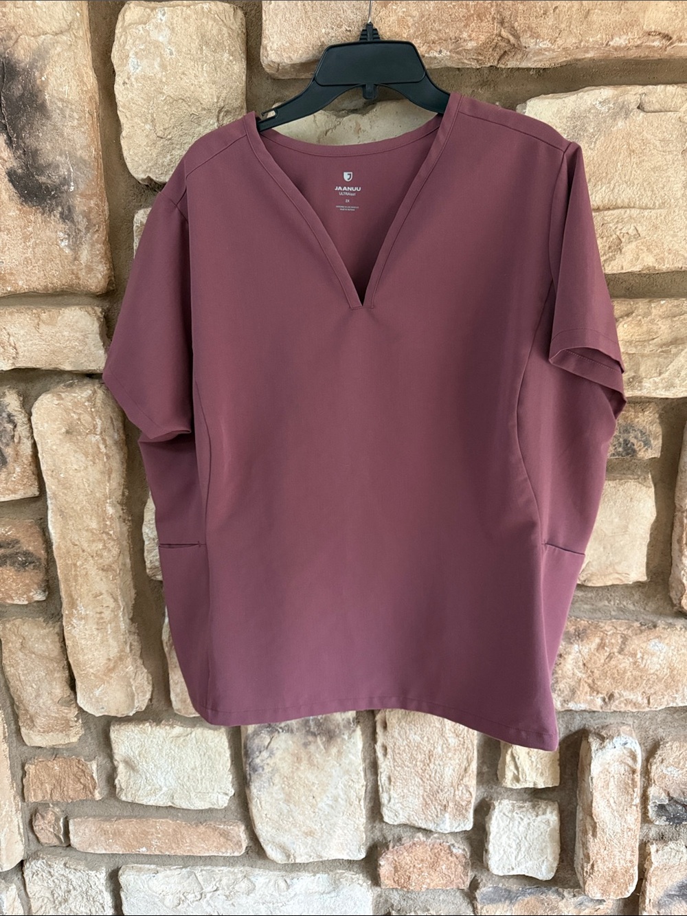 Jaanuu Calix Fit & Flare Scrub Top - Rosewood size 2X